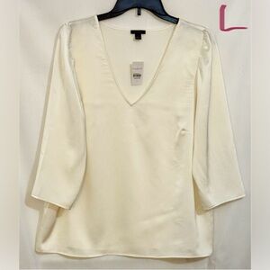 Elegant Cream V-Neck Women's Top